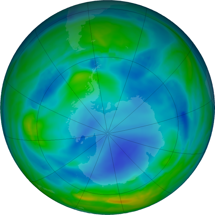 Antarctic ozone map for 10 June 2023